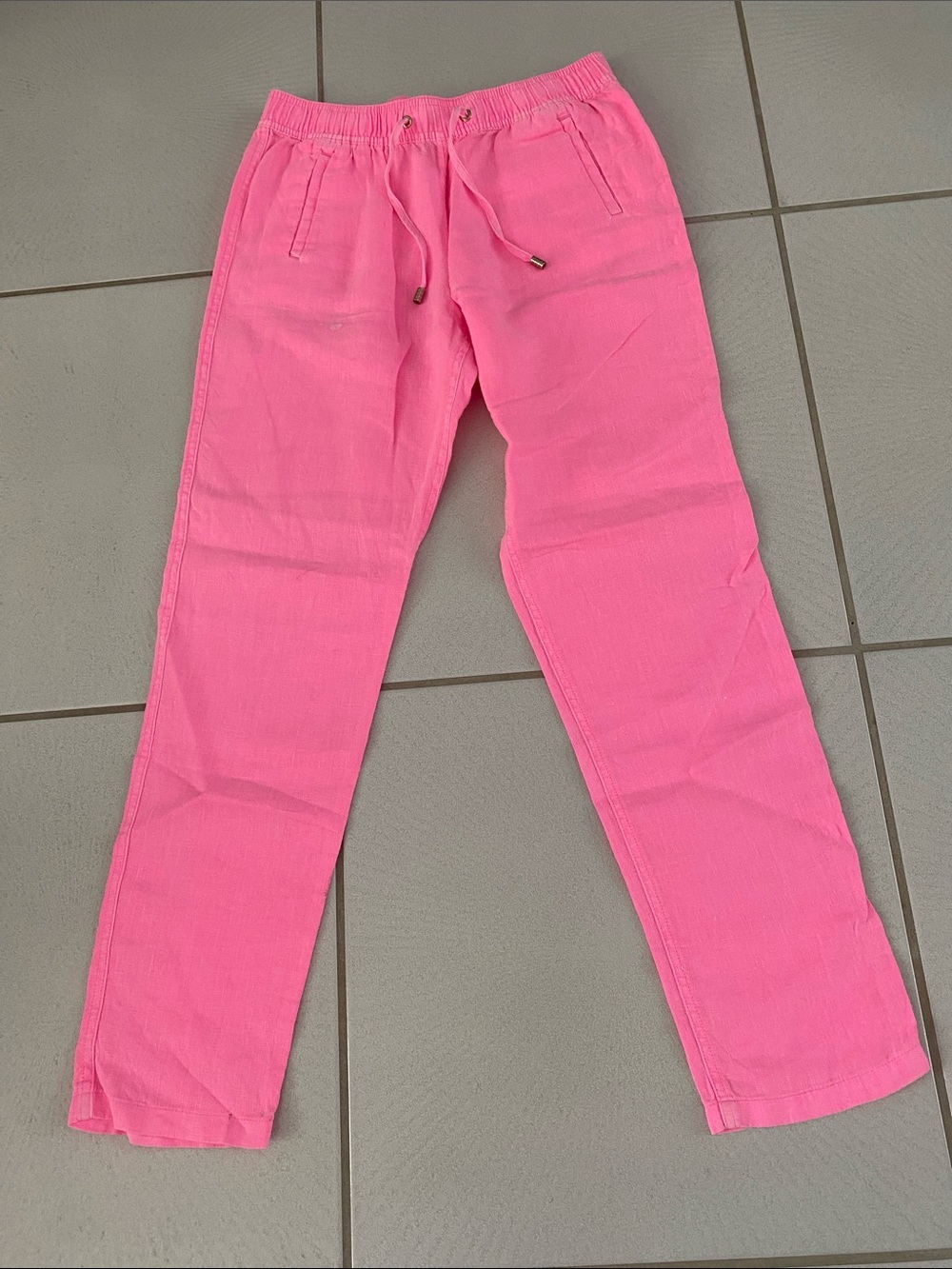 Lilly Pulitzer 💯linen  hot pink Taron pant 31” mid rise pull on pant M